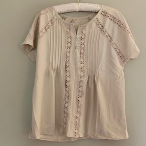 Womens short sleeve blouse with lace detail size S